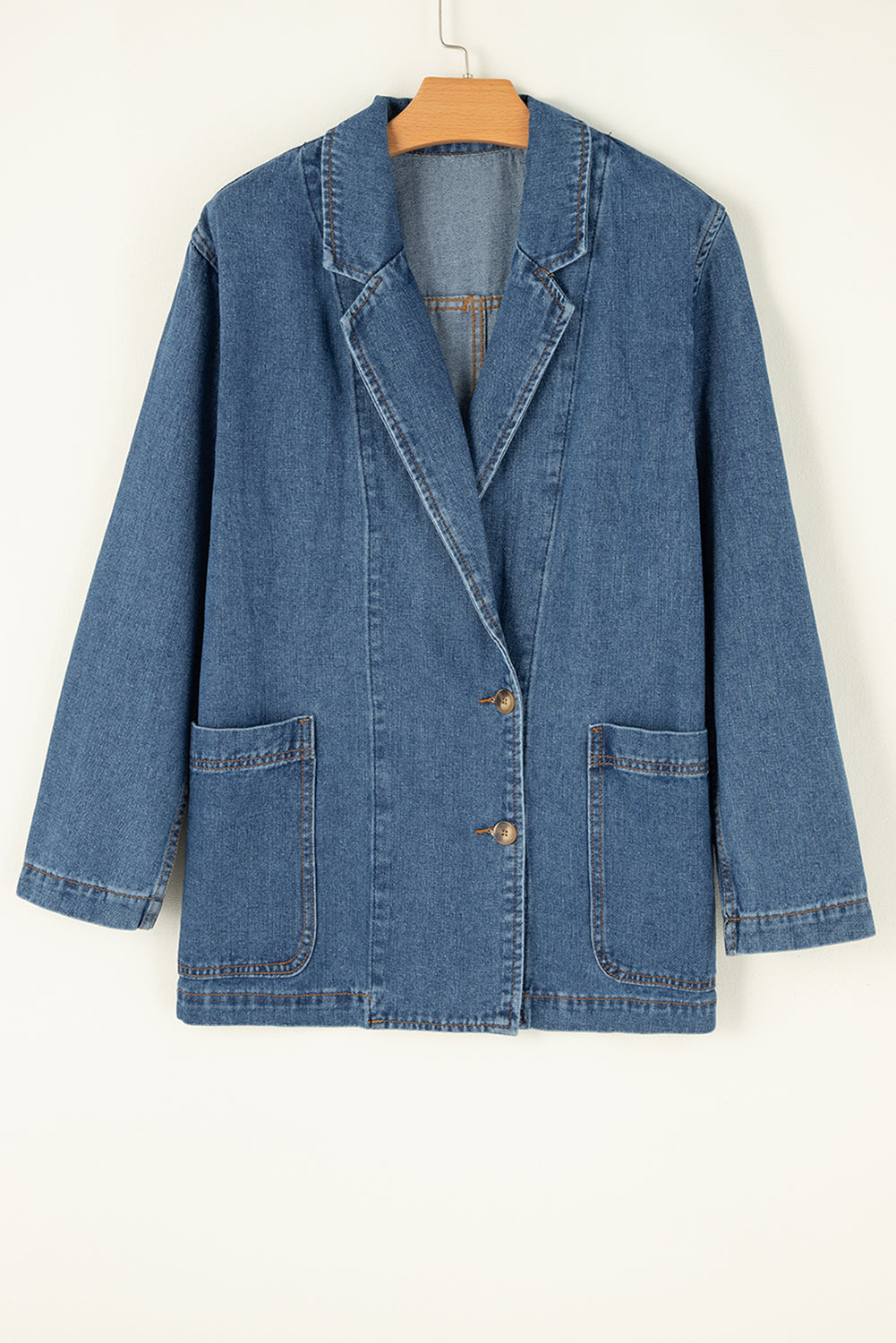 Sail Blue Denim Jacket with Lapel Collar & Side Pockets