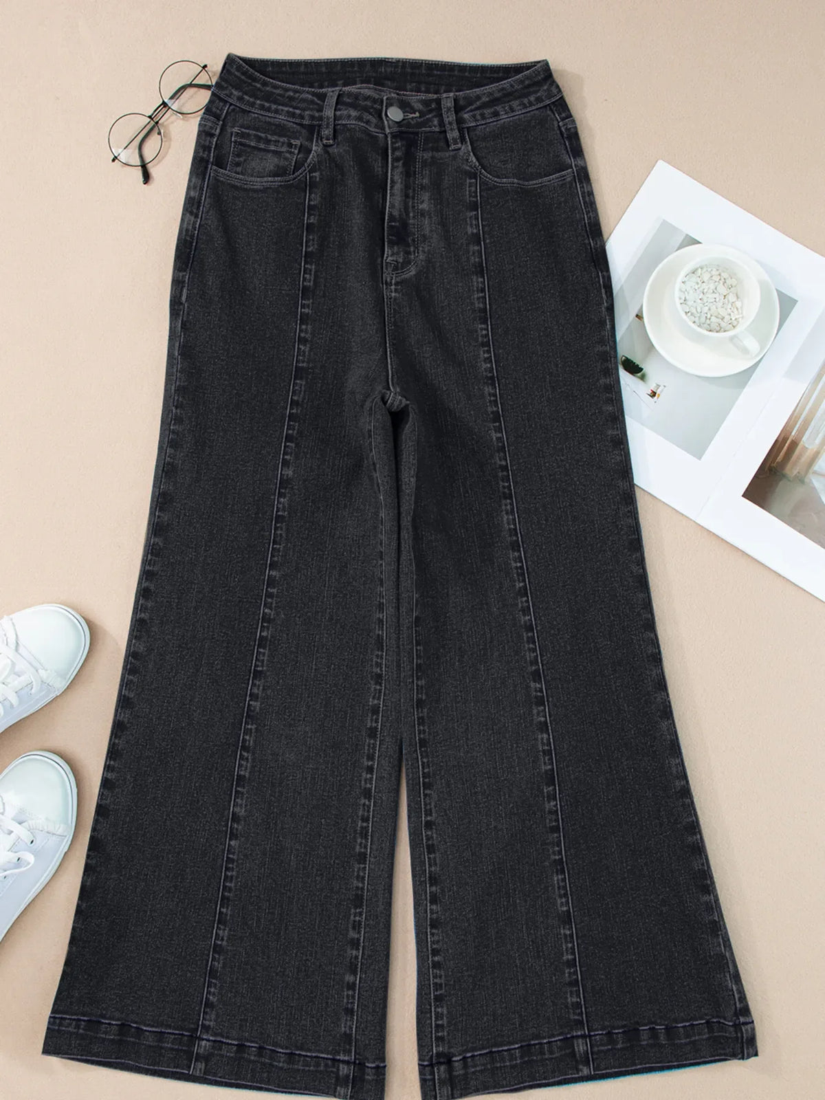 Seam Detail Flared Bottom Ankle Length Jeans