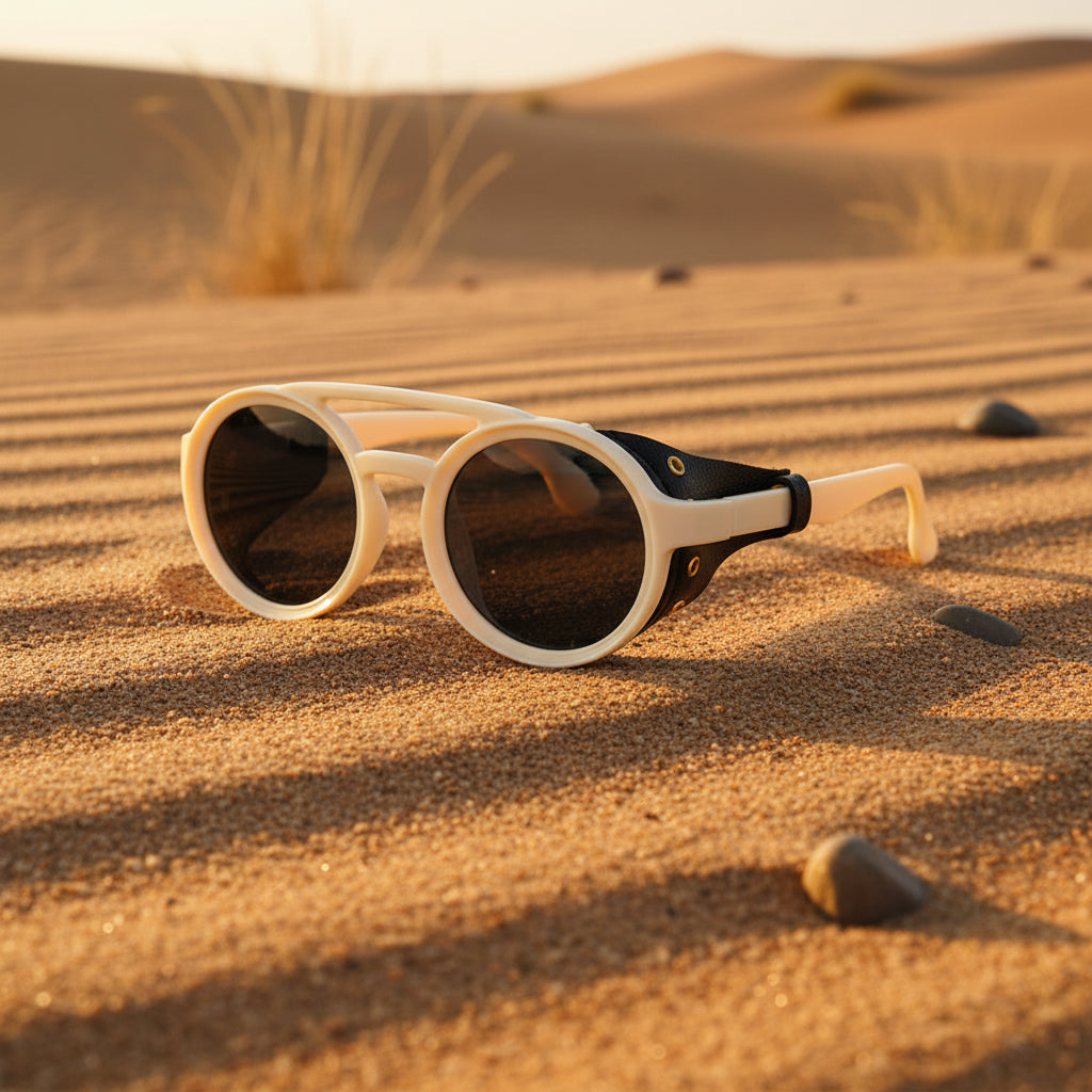 Retro Round Leather Frame Sunglasses – Vintage Steampunk Shades