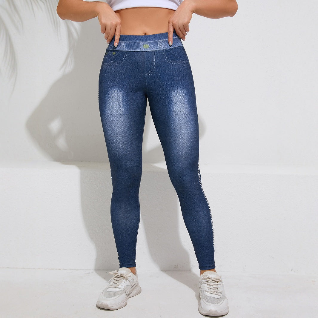 Women's Butt-Lifting Leggings Breathable Slim Fit Outerwear Blue
