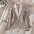 Women’s Contrasting Color Blazer Button Formal Tailored Jacket - Image 8