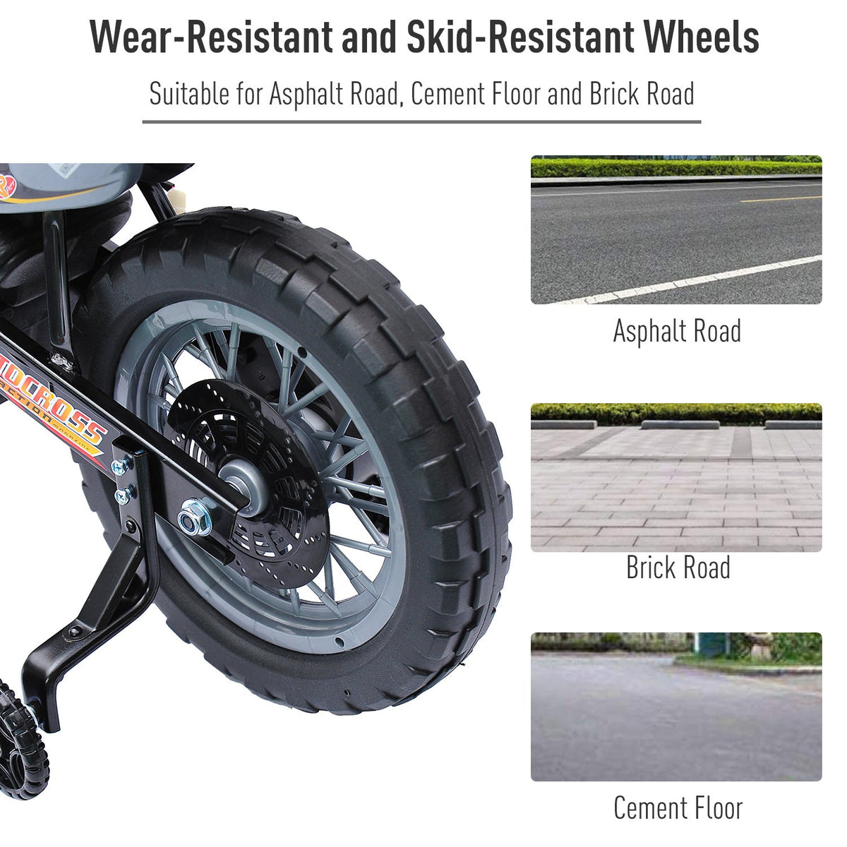 Kids 6V Electric Ride-On Motorcycle with Training Wheels, Battery Powered Toy Bike