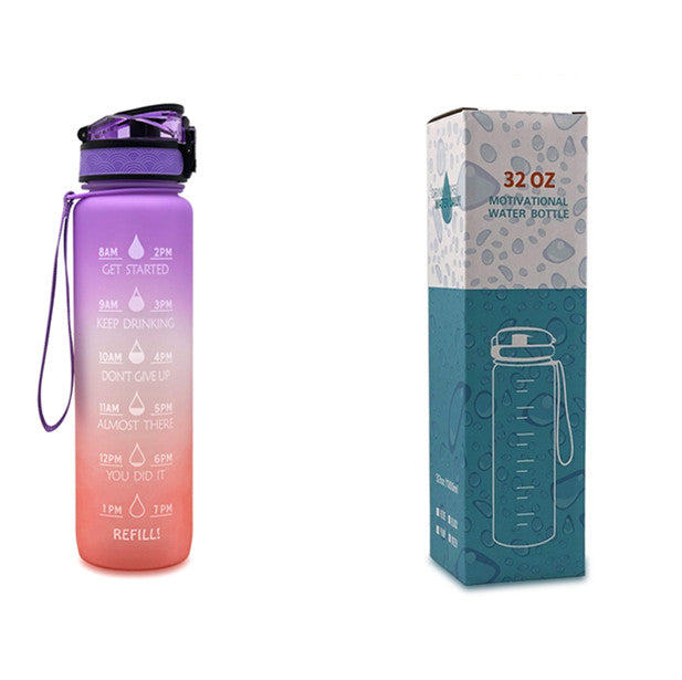 1L Motivational Tritan Water Bottle with Time Marker & Leakproof Lid