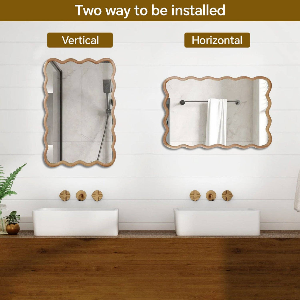 Wavy Solid Wood Wall Mirror – 20" x 30"