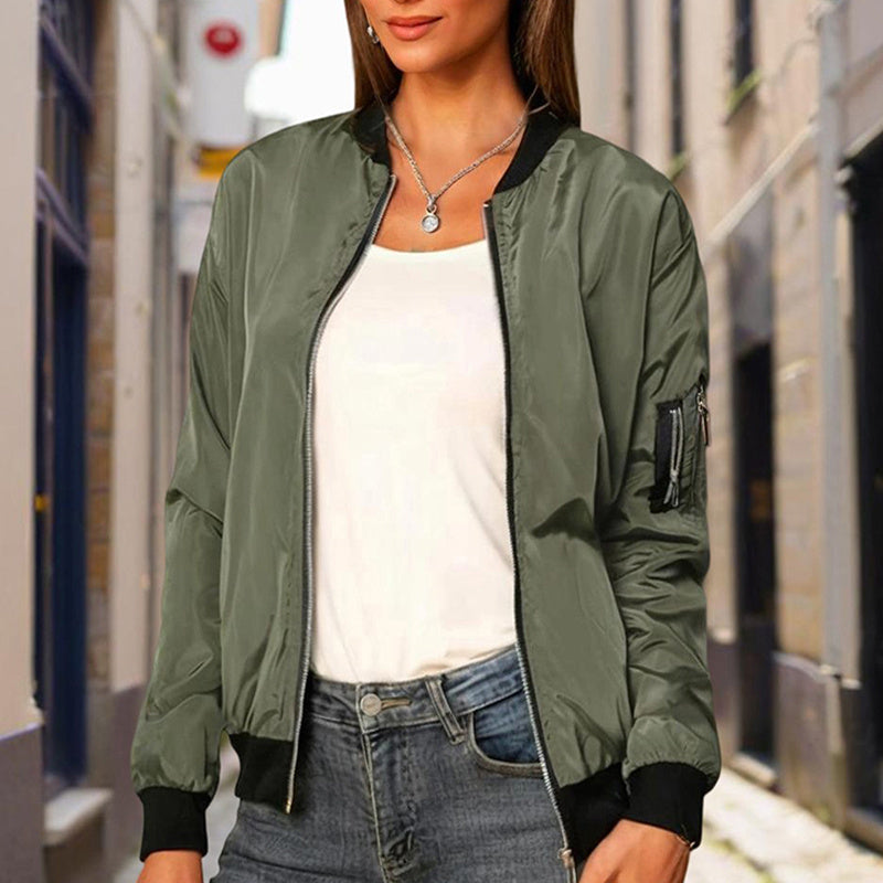Women's Minimalist Color-Block Zip Jacket