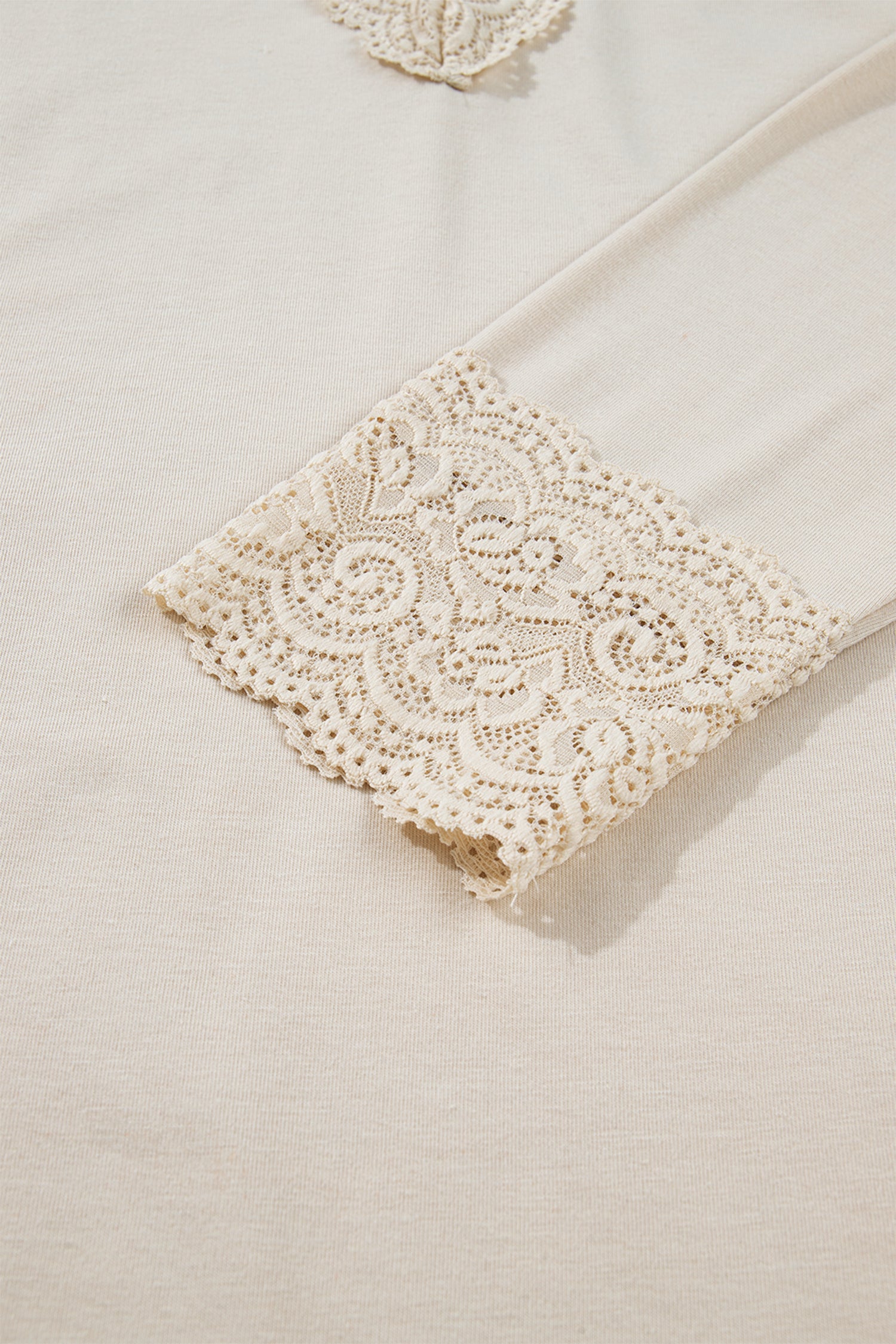 Dakota Patchwork Pullover Long Sleeve Top with Lace