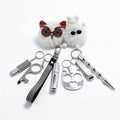 Ins Little Coal Ball Self-Defense Keychain Set with Faux-Fur Pom