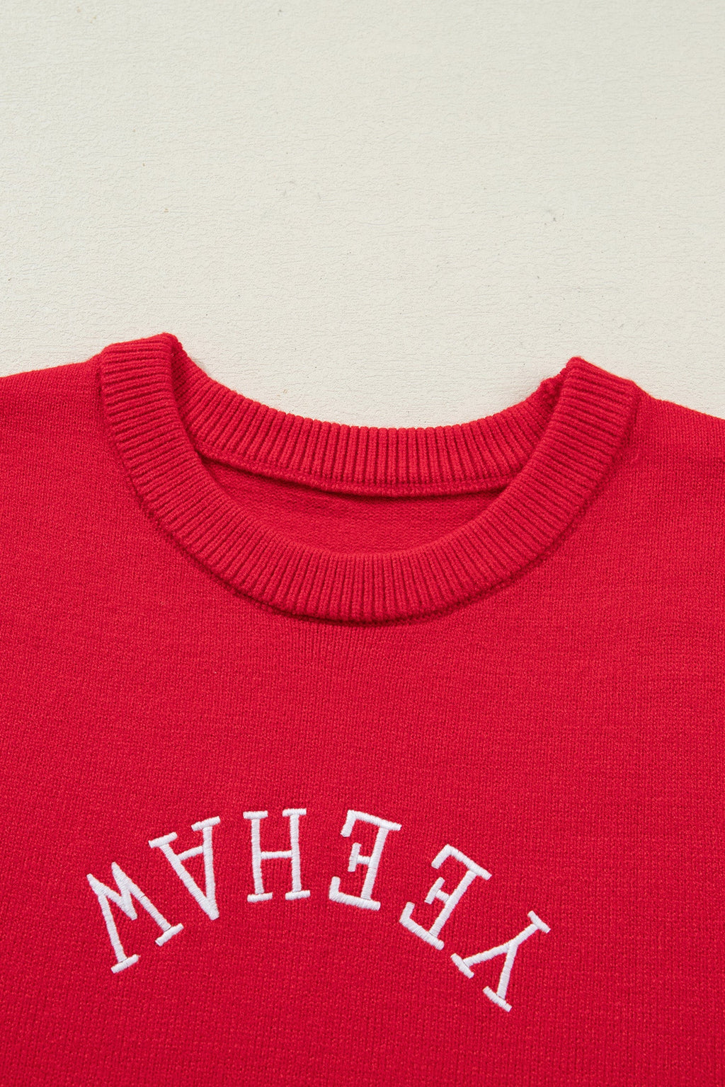YEEHAW Embroidered Letter Short Sleeve Sweater Trendy Knit Top