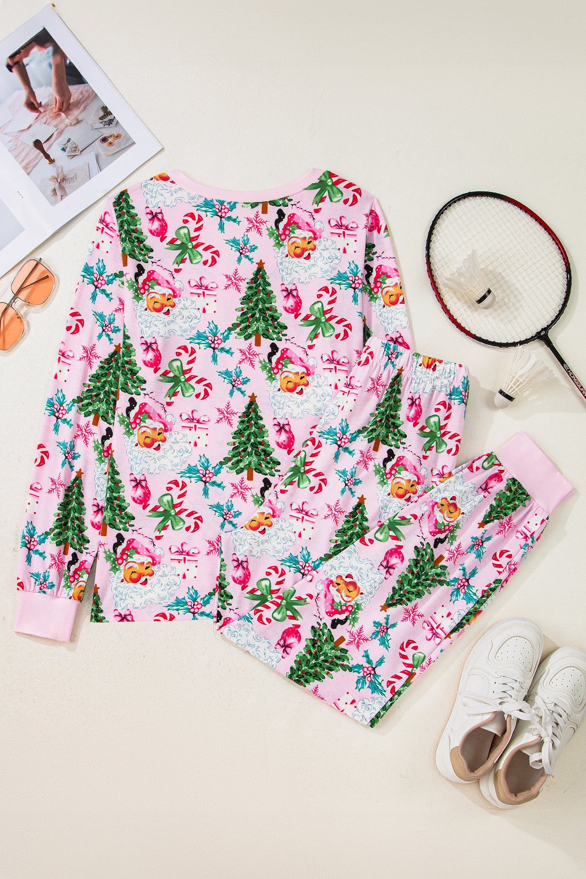 Christmas V-Neck Pullover & Pants Pajama Set