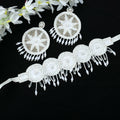 A beautiful off-white and golden pearl handcrafted choker necklace set for women
