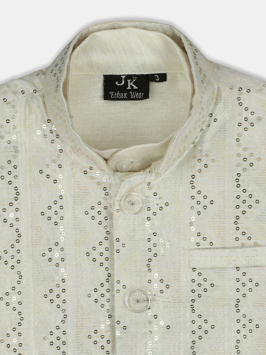Kids Island Elegance Sequence Nehru Jacket, Kurta & Pyjama Set