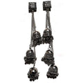 Antique Kashmiri style black pearl Jhumka earrings with long hanging chains