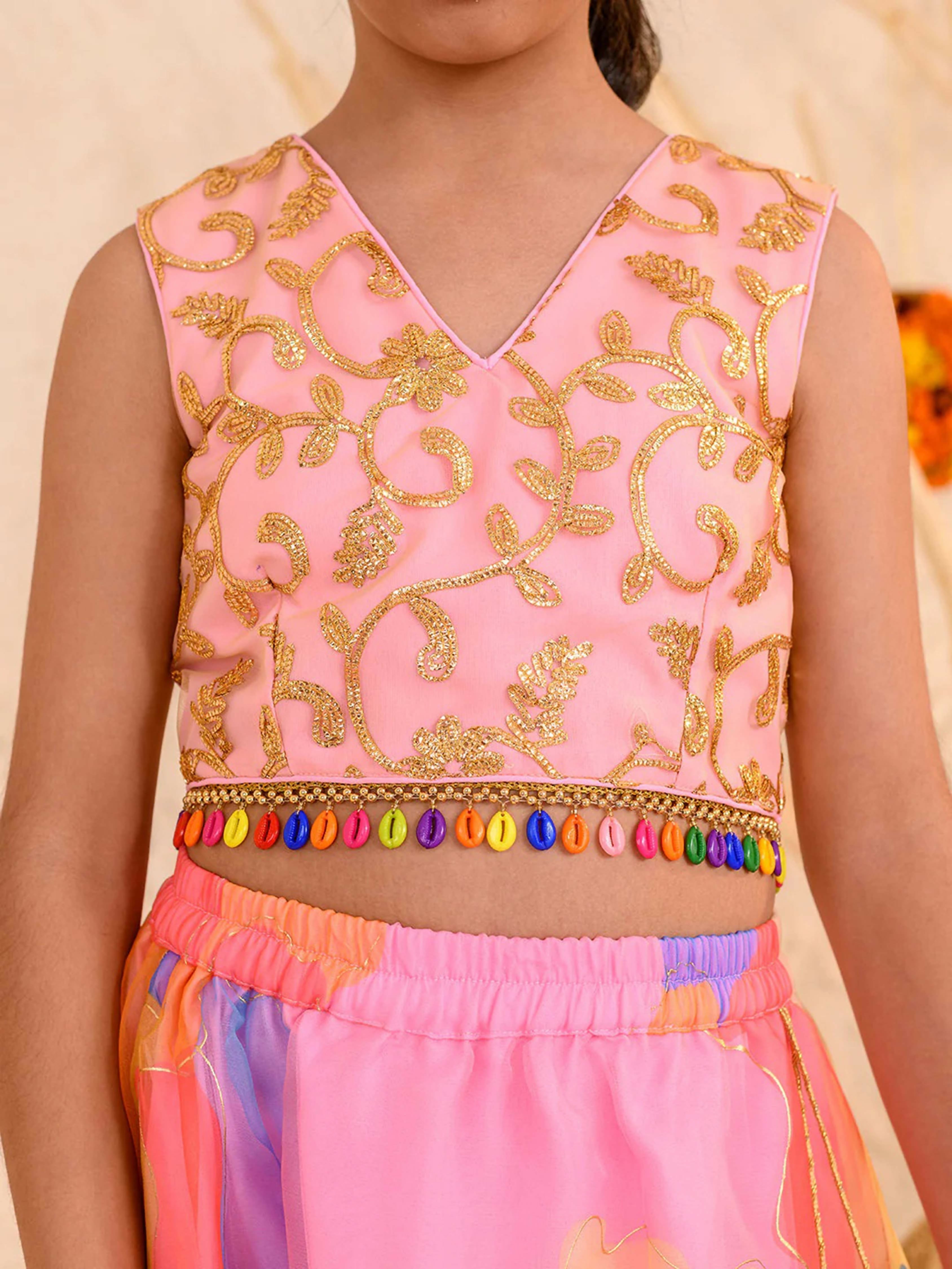 Joban Fashion Girl's Peach Color Lehenga Choli