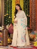 Shree Shyam Fashion Linen Cotton Cream Saree