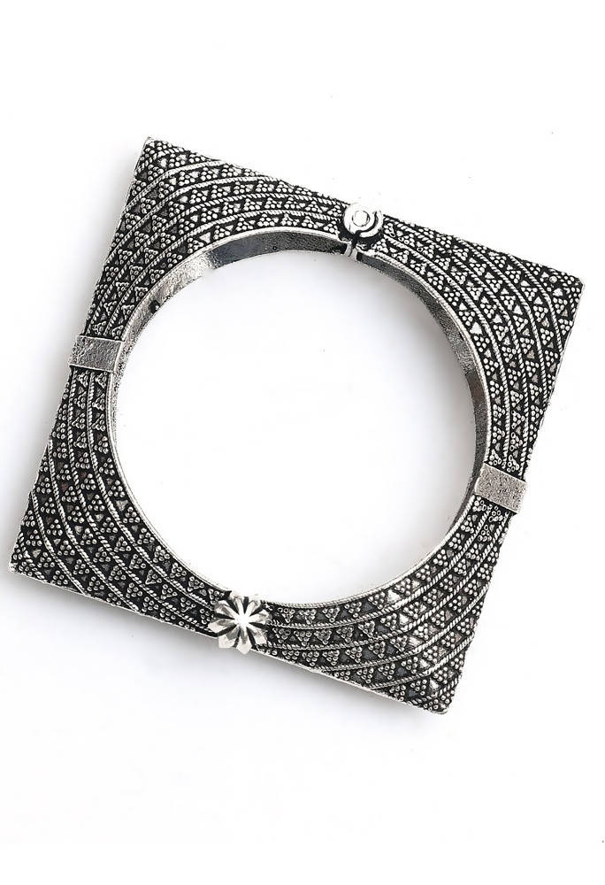 Handcrafted Oxidised German Silver-Plated Statement Bracelet