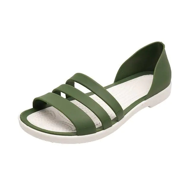 Women's Candy Color Flat Sandals Lightweight Beach Footwear - Image 15