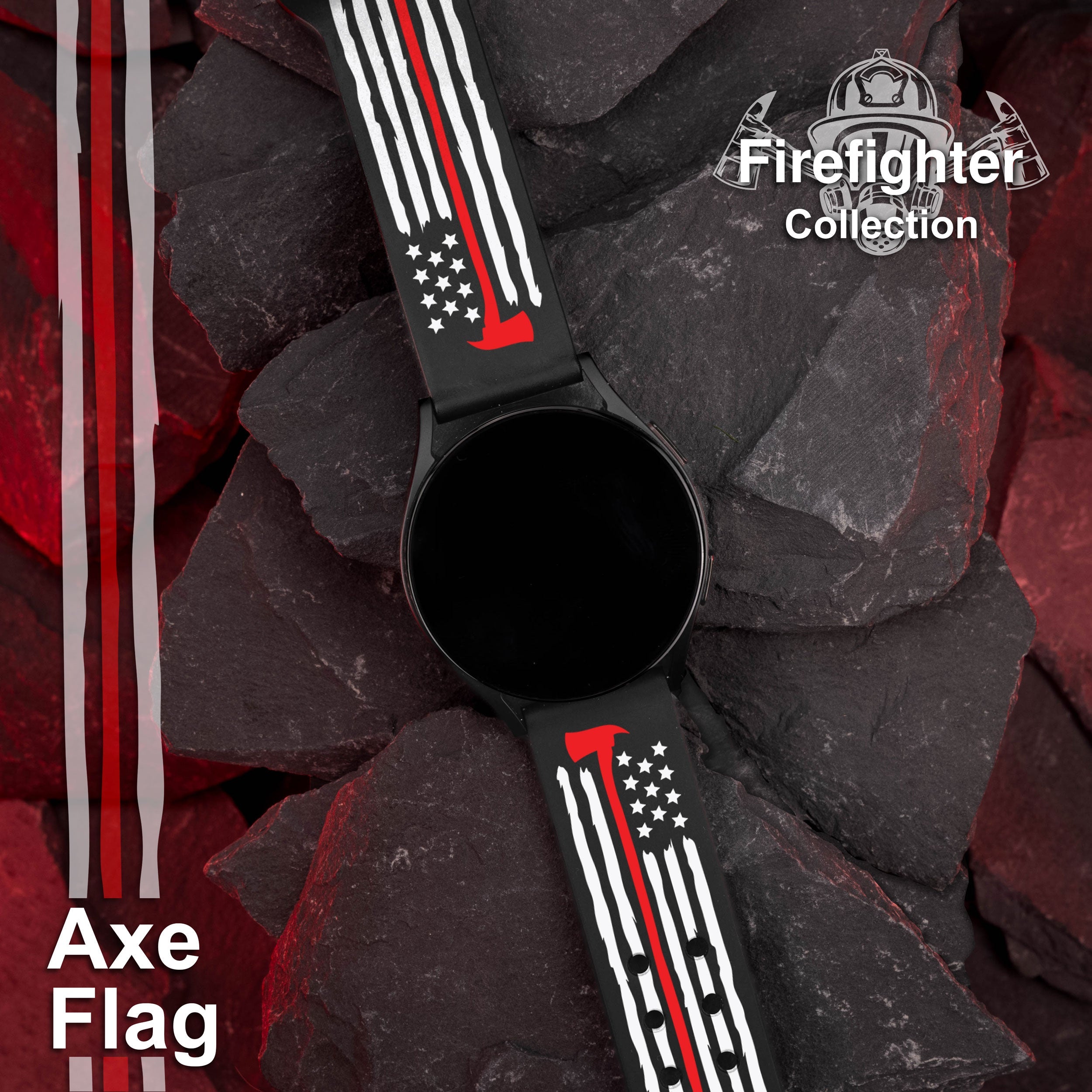 FireFighter First Responder HD  Watchband for Samsung, Garmin, Fossil, and More for Samsung, Garmin, Fossil, and More