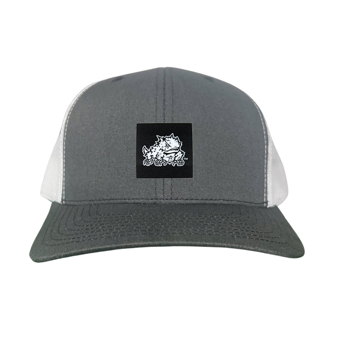 Black Label TCU Horned Frog logo hat available in mesh snapback, trucker, and dad hat styles