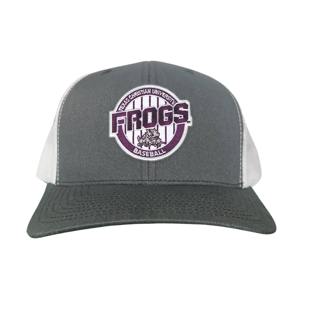 TCU Horned Frogs pinstripe circle baseball cap in snapback and dad hat styles