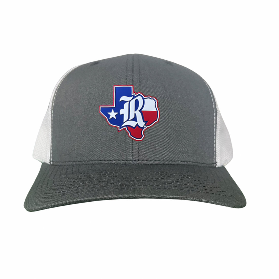 Rice University Old R logo with Texas flag rubber patch on a structured hat