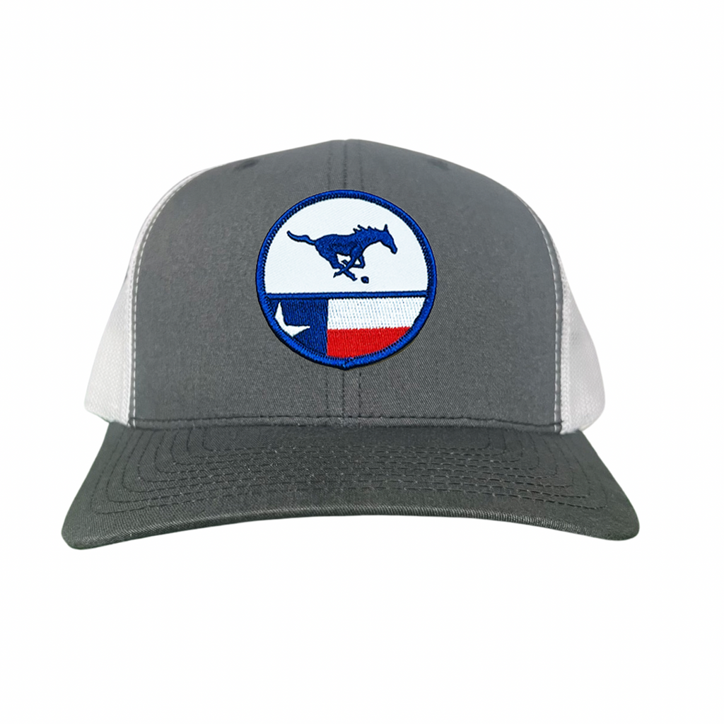 SMU Mustangs Pony Circle State Flag Patch hat with mesh back and adjustable snapback