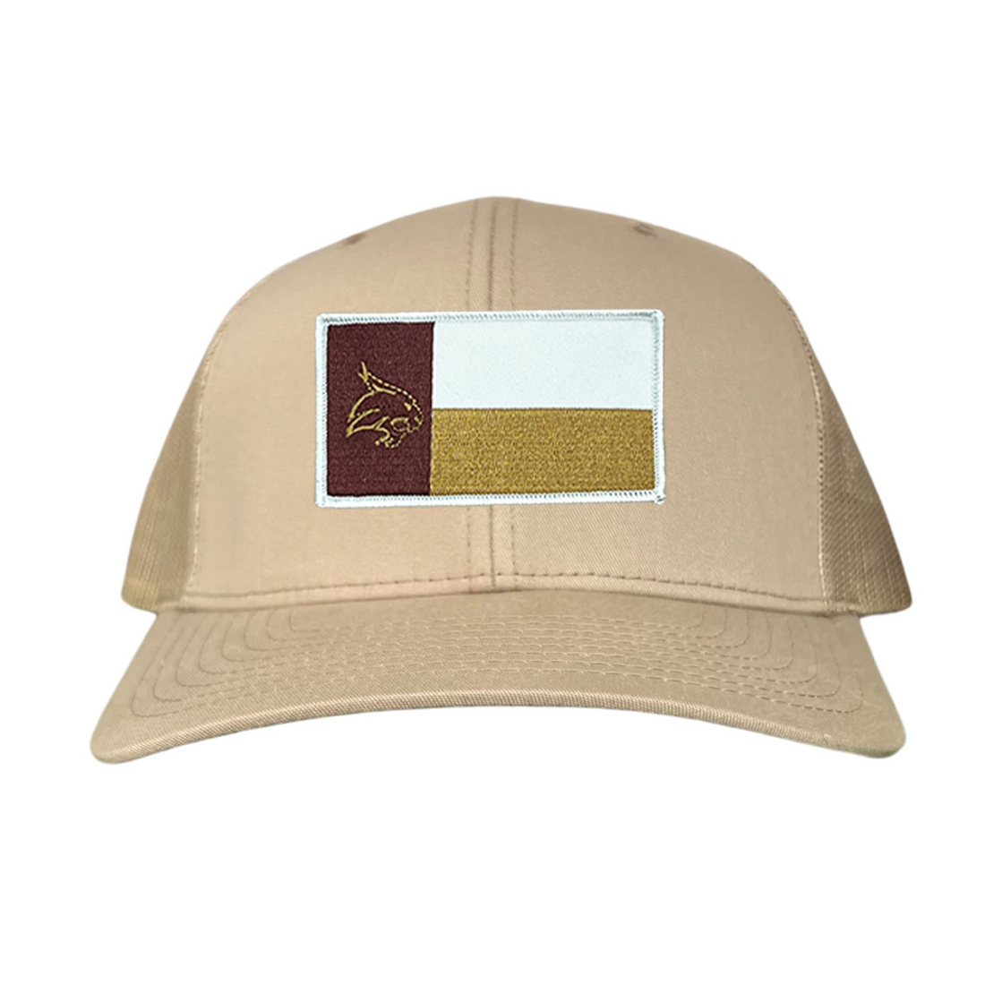 Texas State Bobcats University Flag Patch Hat Maroon White Gold
