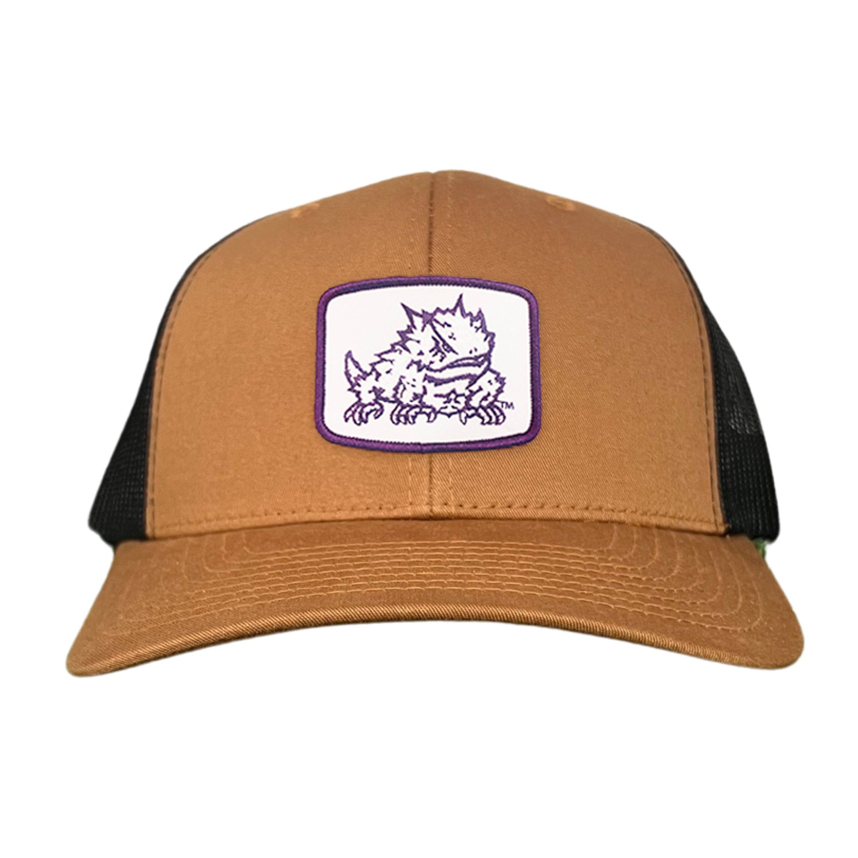 TCU Horned Frogs Square Patch Mesh Back Curved Bill Snapback Cap