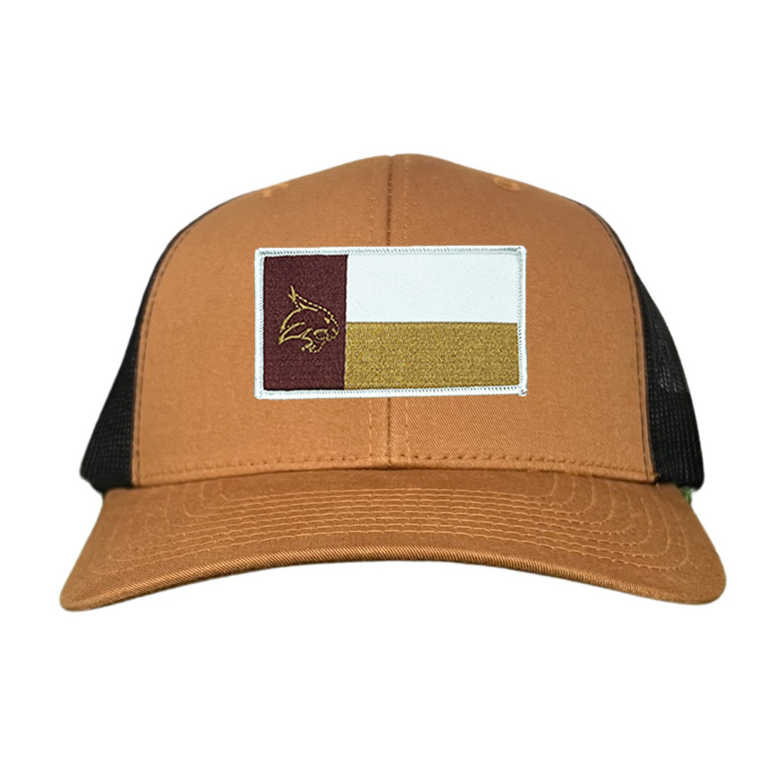 Texas State Bobcats University Flag Patch Hat Maroon White Gold