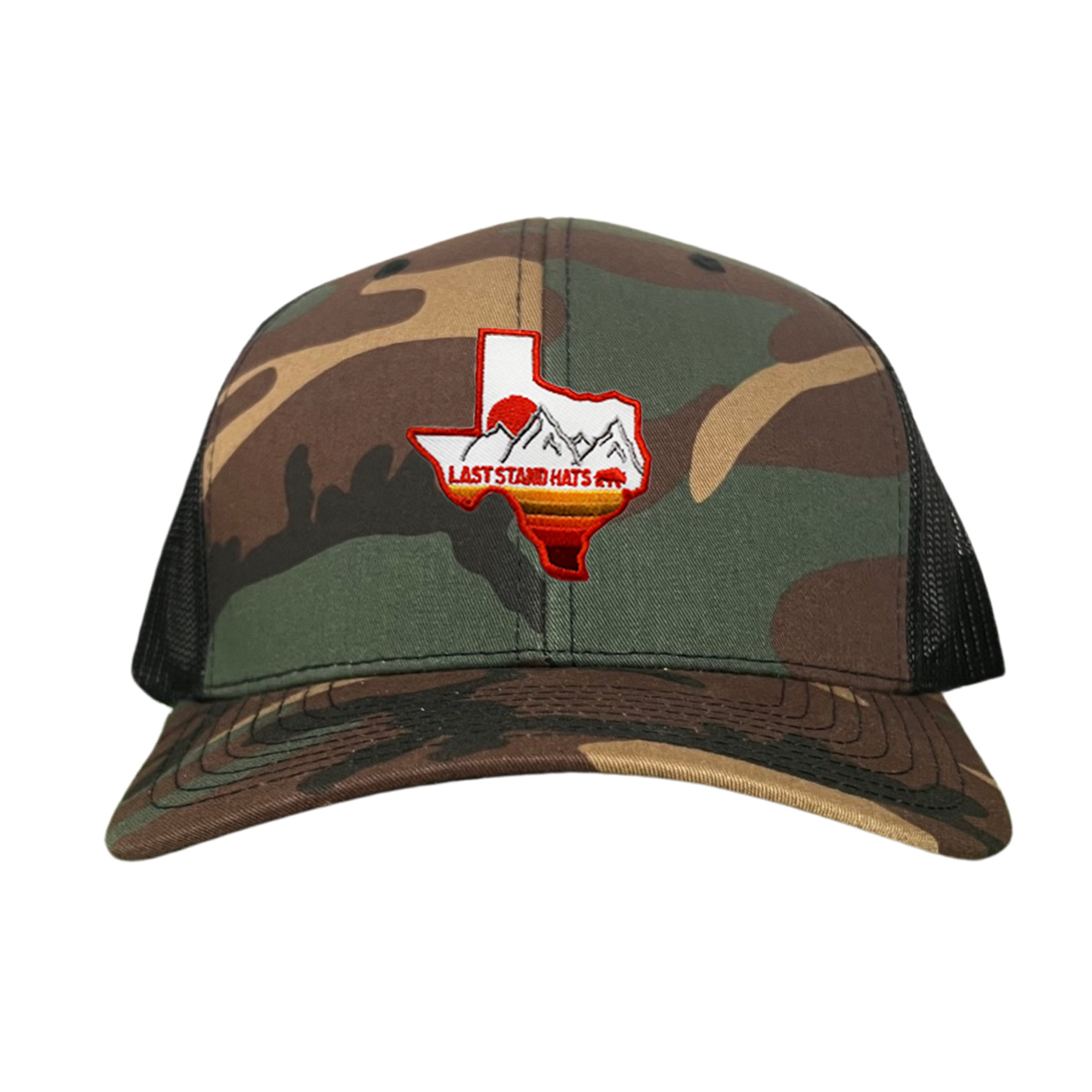 Texas Mountains Orange Rope Hat - Adjustable Trucker Cap