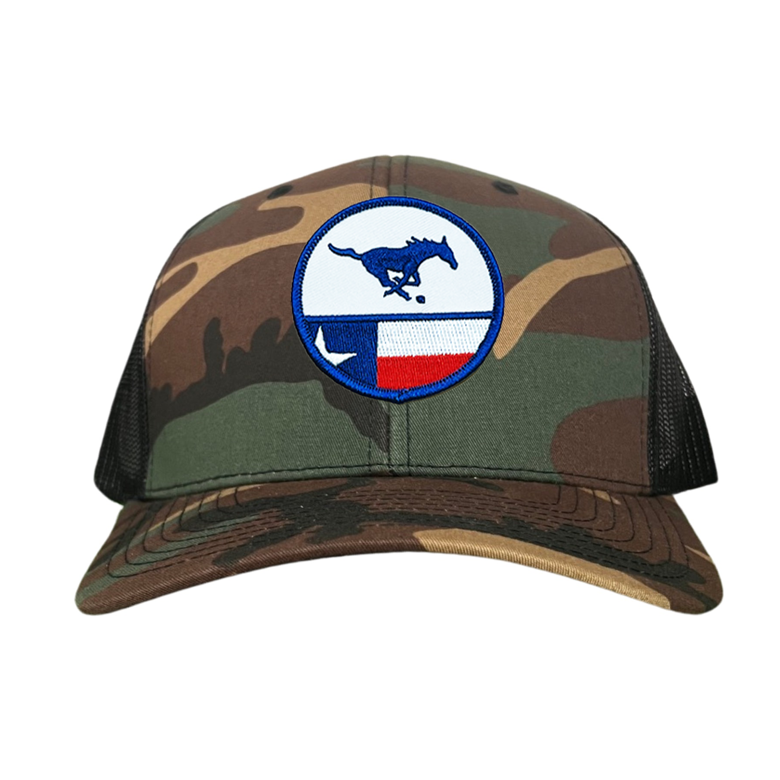 SMU Mustangs Pony Circle State Flag Patch Mesh Snapback Hat