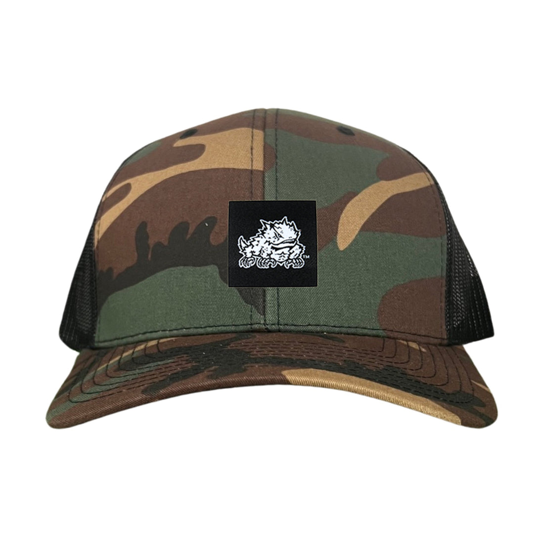 TCU Horned Frog Logo Black Label Hat - Adjustable Snapback & Trucker