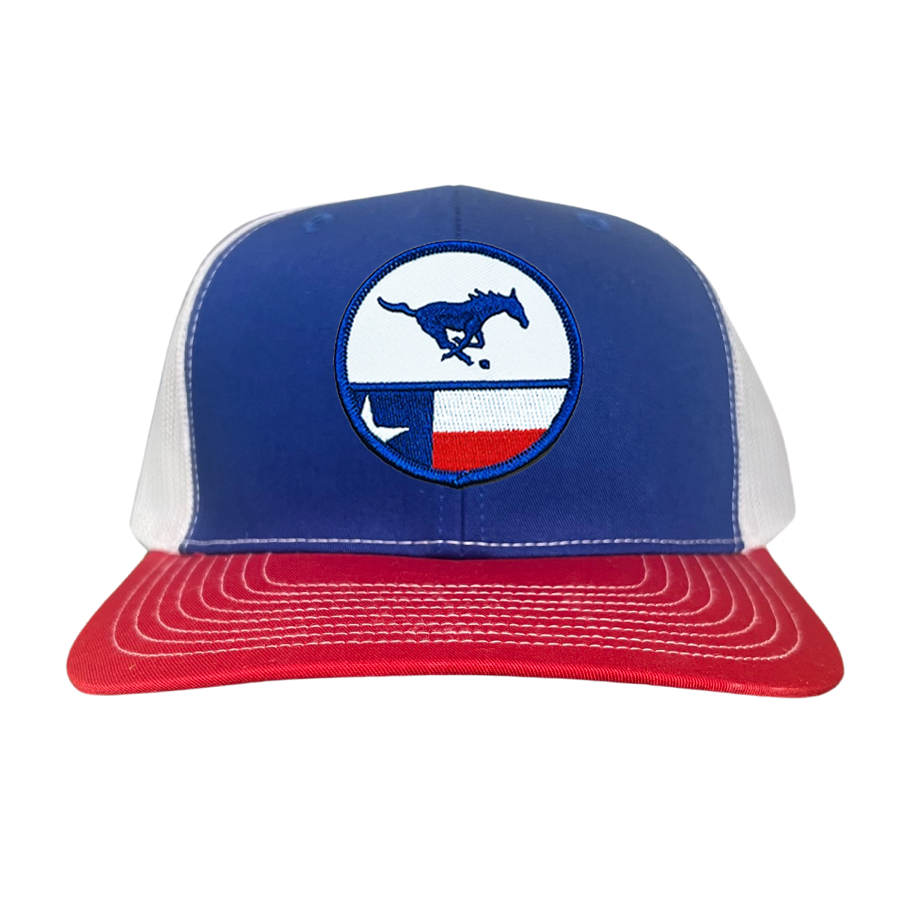 SMU Mustangs Pony Circle State Flag Patch Mesh Snapback Hat