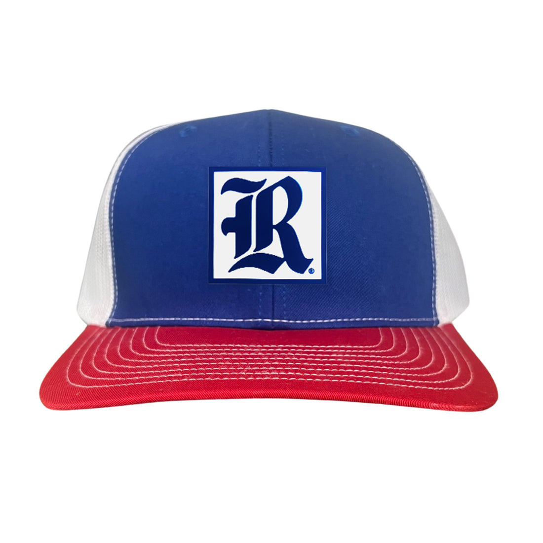 Rice University hat featuring a square rubber patch logo on the front