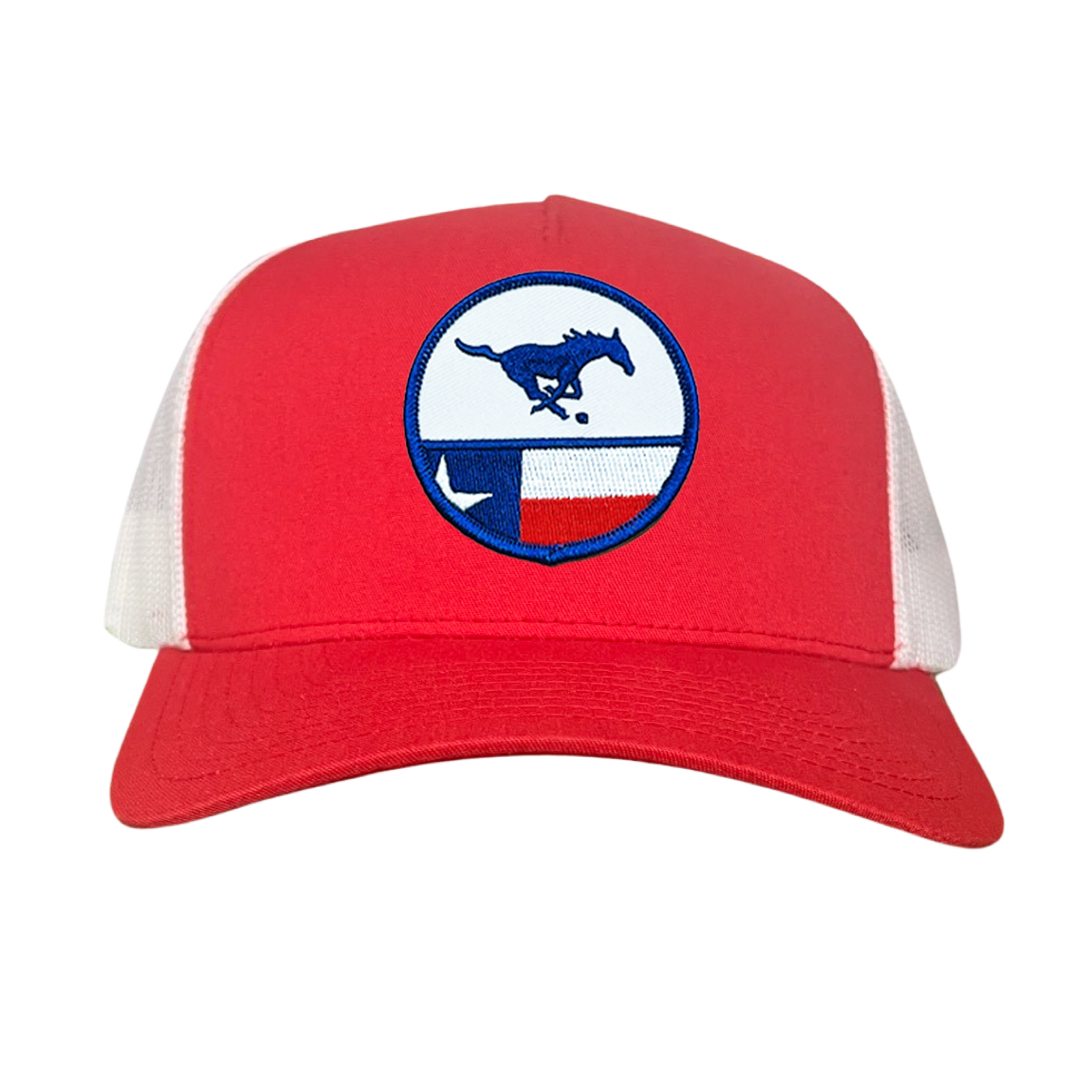 SMU Mustangs Pony Circle State Flag Patch Mesh Snapback Hat