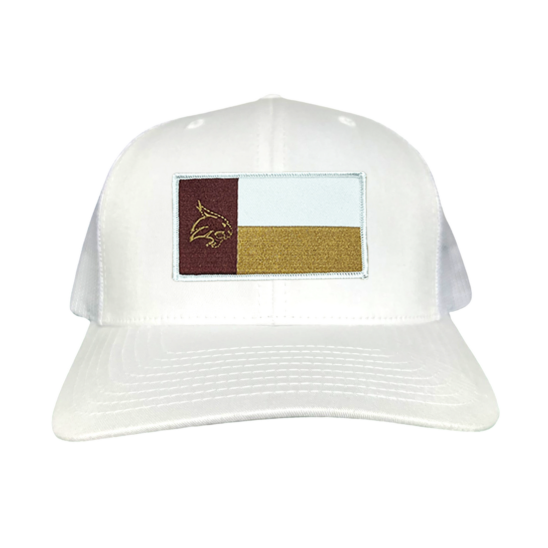 Texas State Bobcats University Flag Patch Hat Maroon White Gold