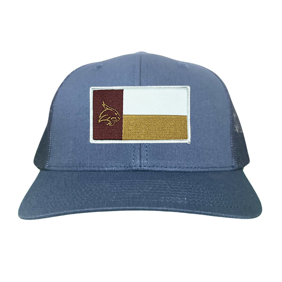 Texas State Bobcats University Flag Patch Hat Maroon White Gold