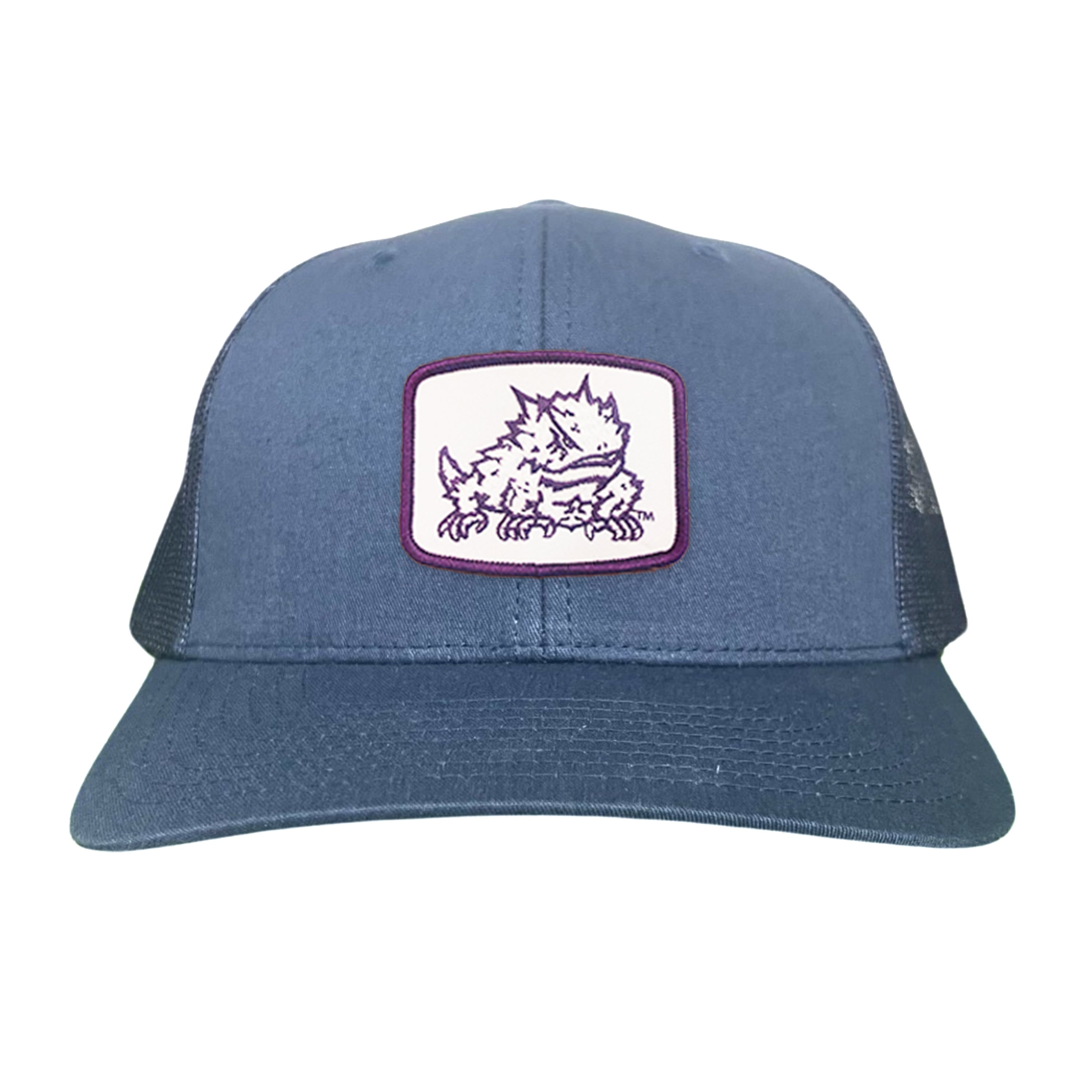 TCU Horned Frogs Square Patch Mesh Back Curved Bill Snapback Cap