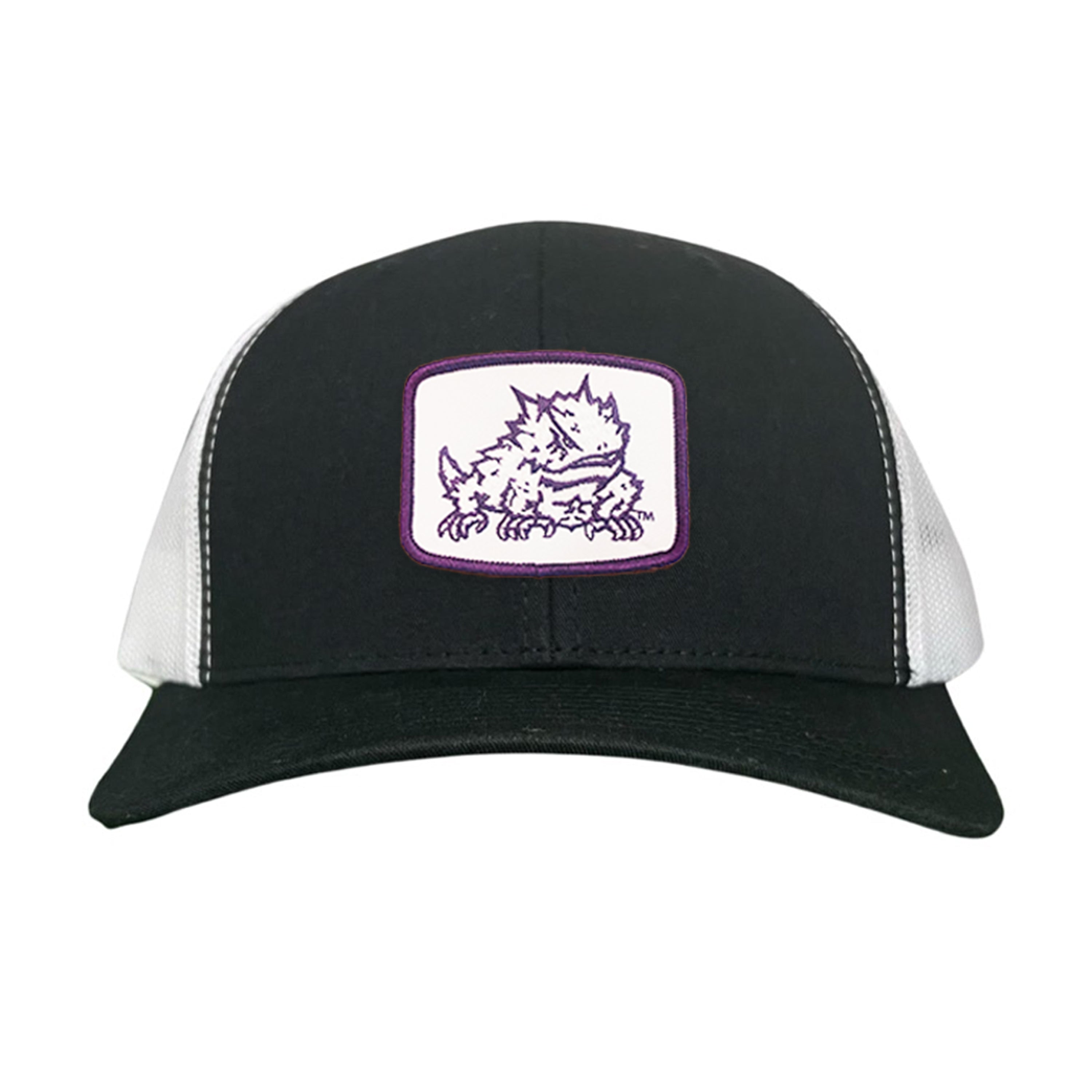 TCU Horned Frogs Square Patch Mesh Back Curved Bill Snapback Cap