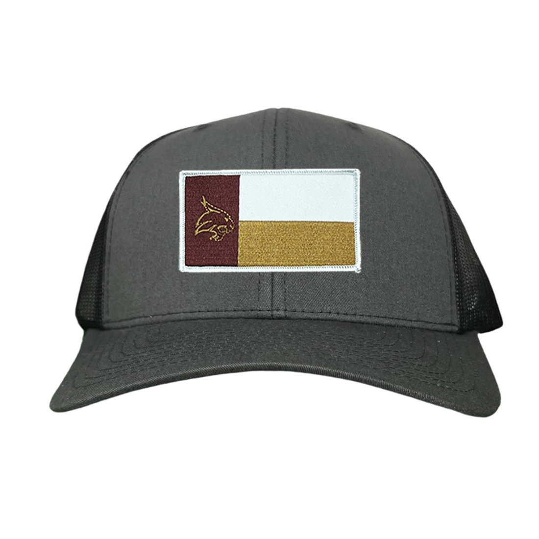 Texas State Bobcats University Flag Patch Hat Maroon White Gold