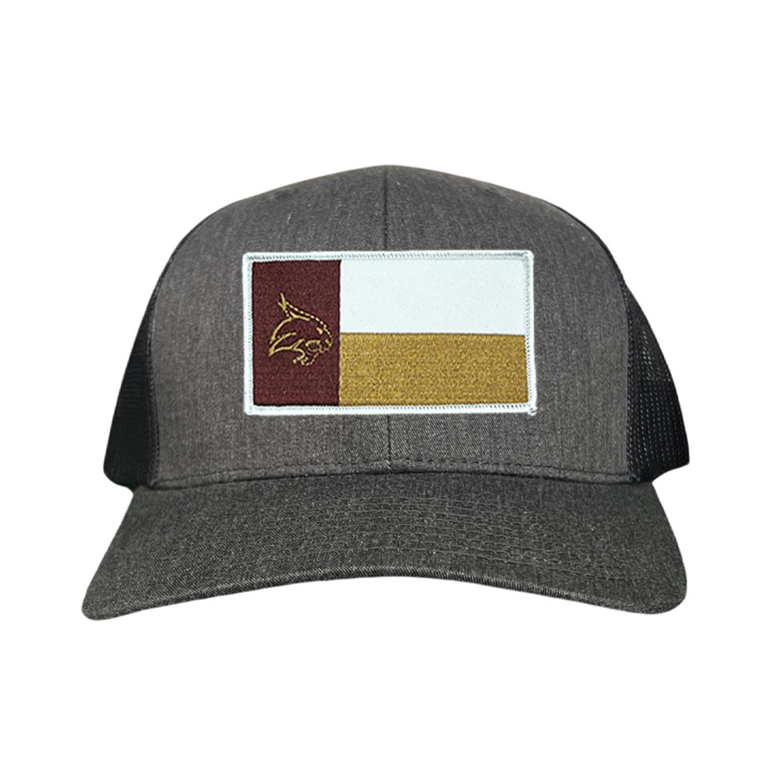 Texas State Bobcats University Flag Patch Hat Maroon White Gold