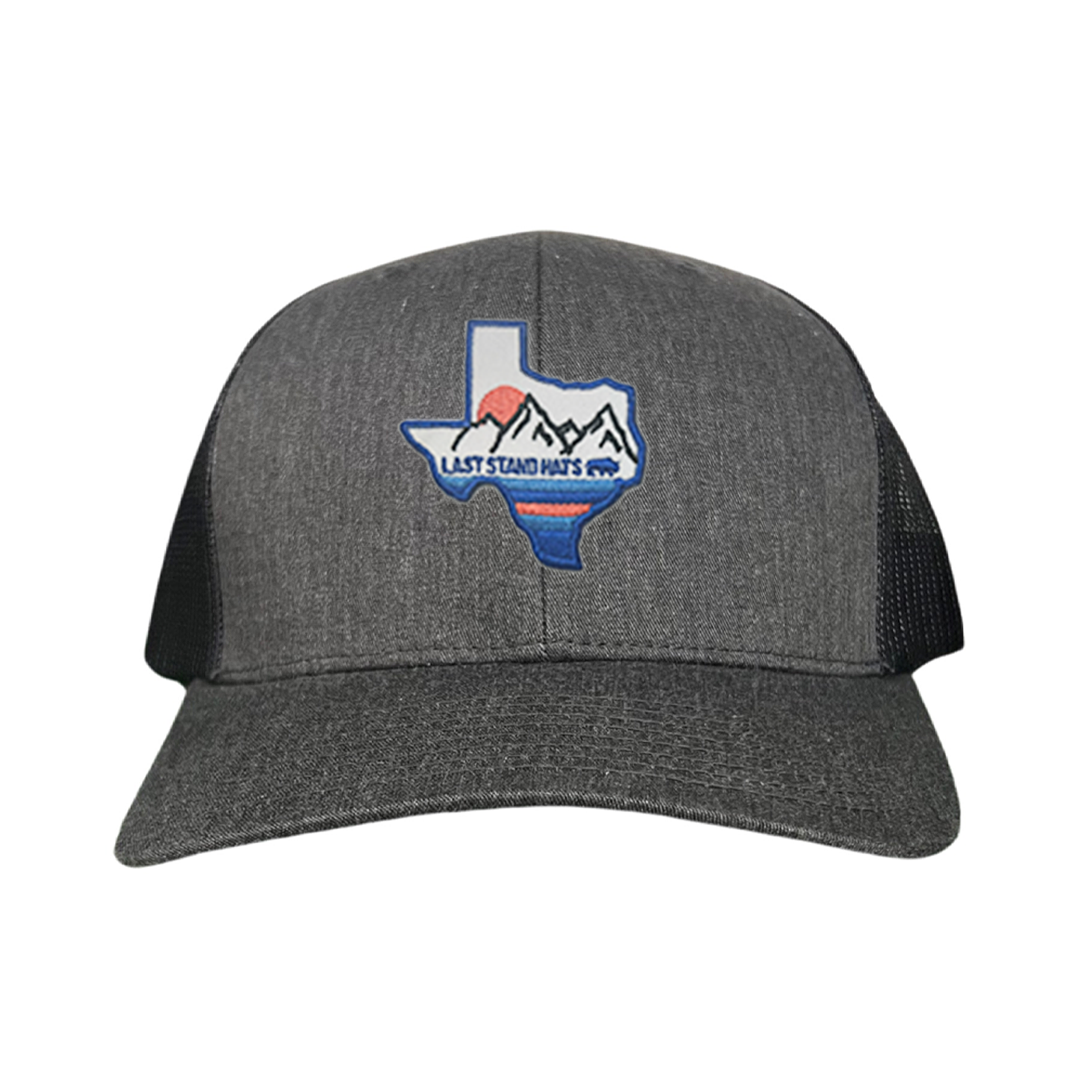 Last Stand Texas Mountains Blue cap with mountain graphic
