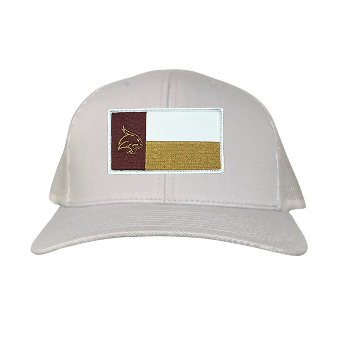 Texas State Bobcats University Flag Patch Hat Maroon White Gold