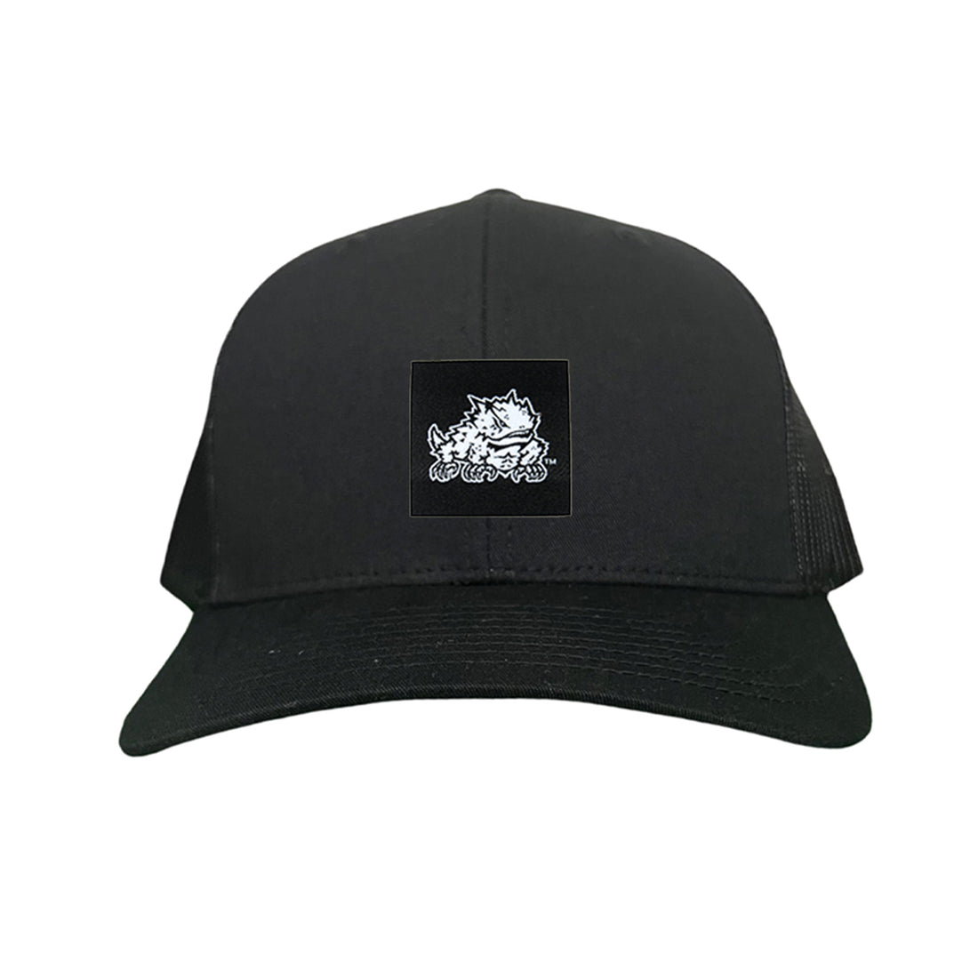 TCU Horned Frog Logo Black Label Hat - Adjustable Snapback & Trucker