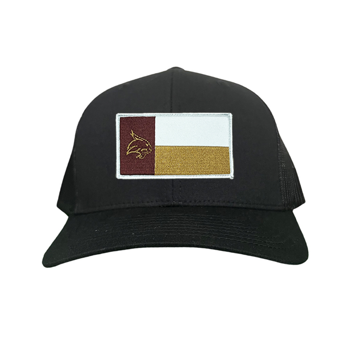 Texas State Bobcats University Flag Patch Hat Maroon White Gold