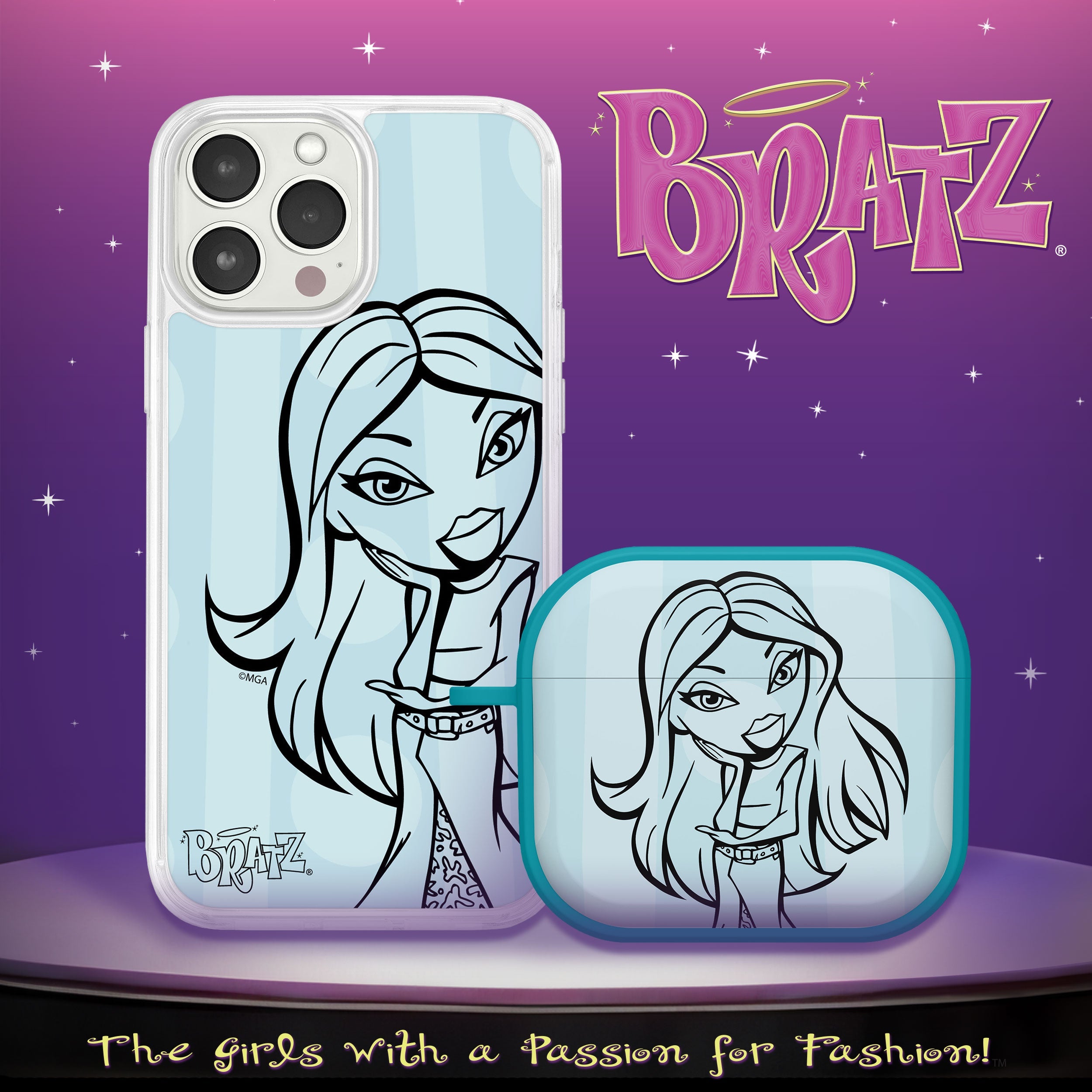 Bratz® Passion For Fashion HD Apple iPhone 14 Mag-Safe Phone Case and AirPods Gen 3 Combo Package