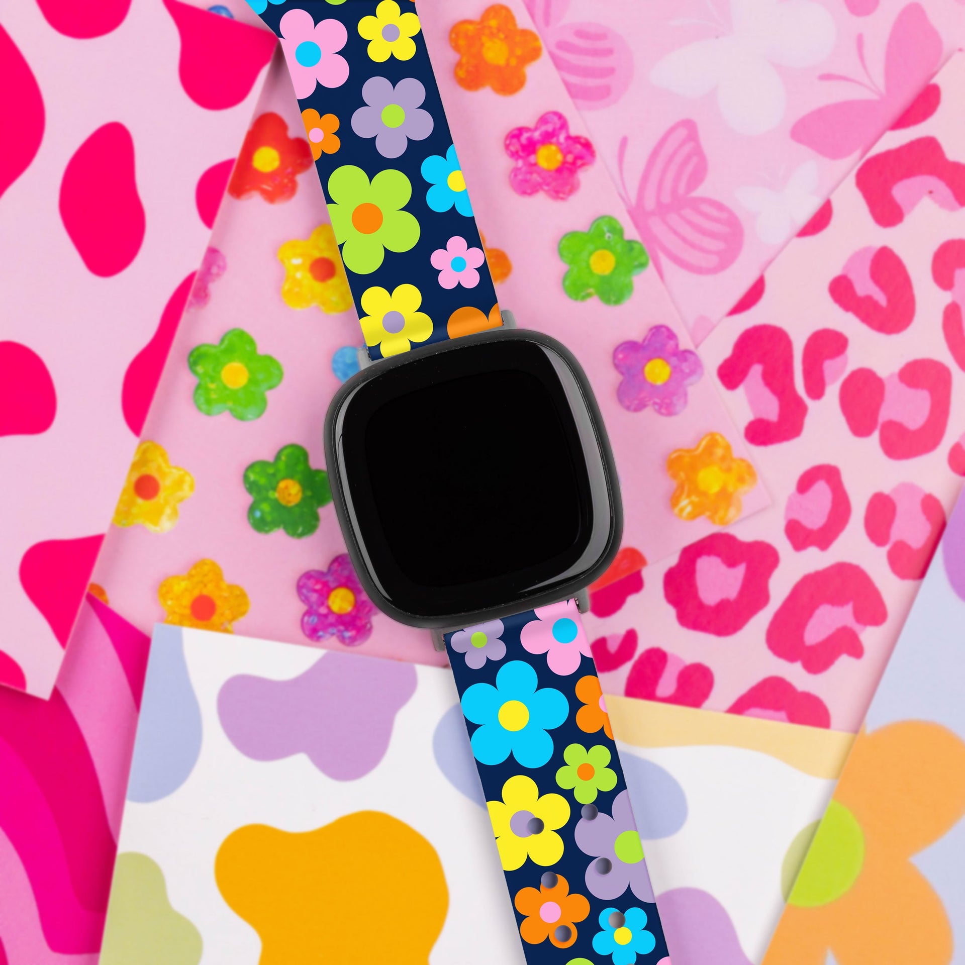 Y2K Checkered Print Watch Band for Fitbit Versa 3 and Sense 1