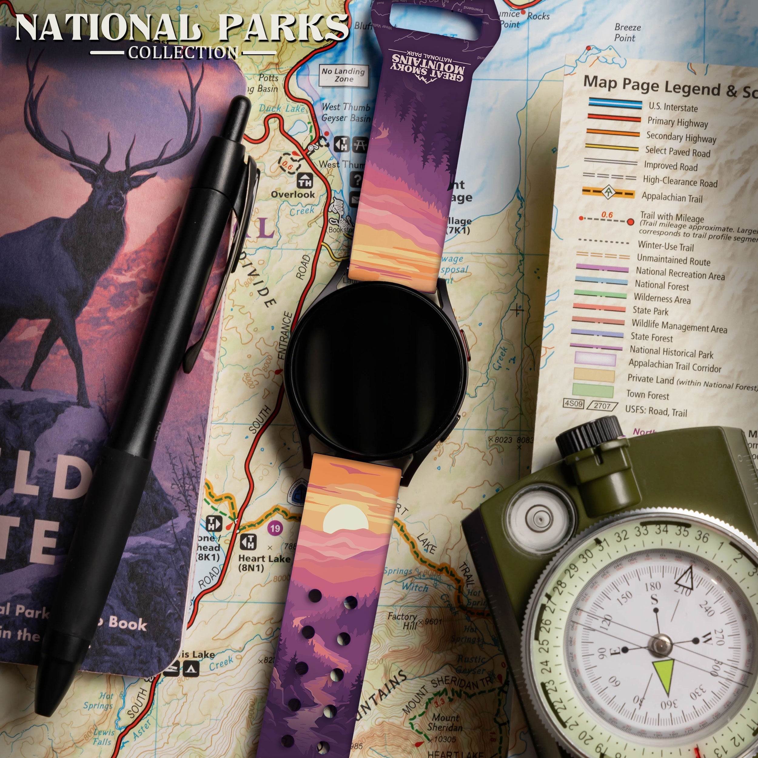 National Parks Great Smoky Mountains HD  Watchband for Samsung, Garmin, Fossil, and More