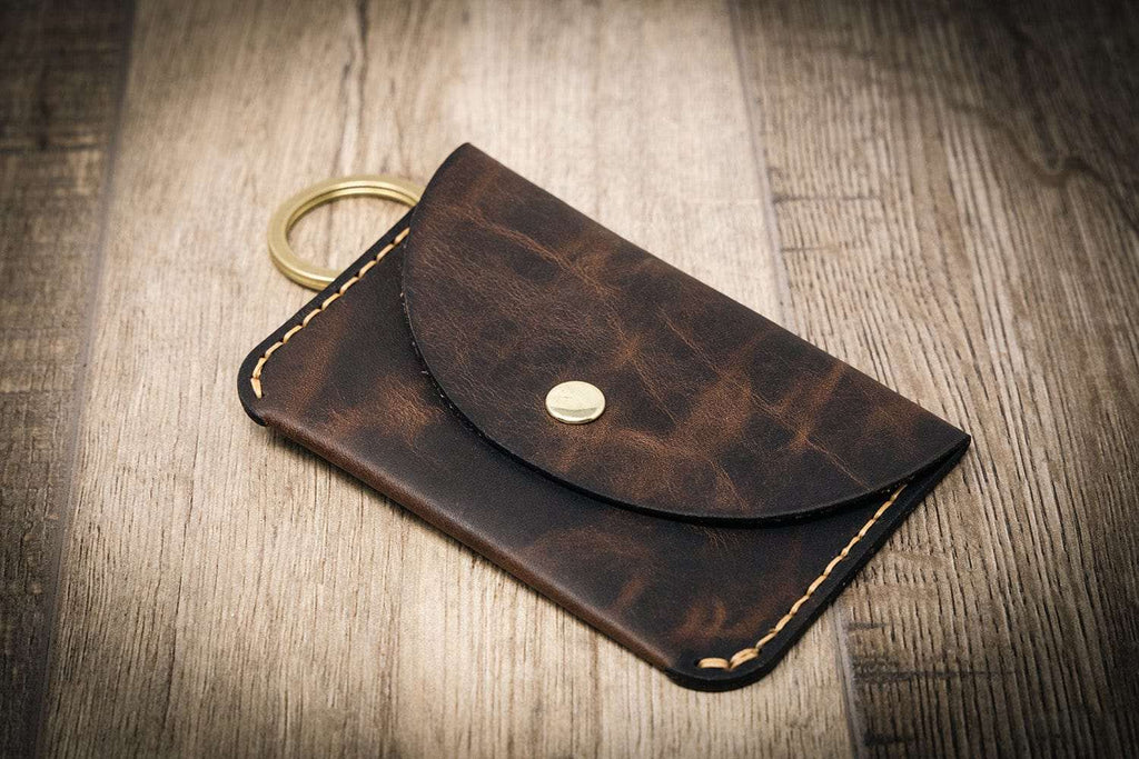The Richmond Leather Keychain Wallet in Walnut Brown