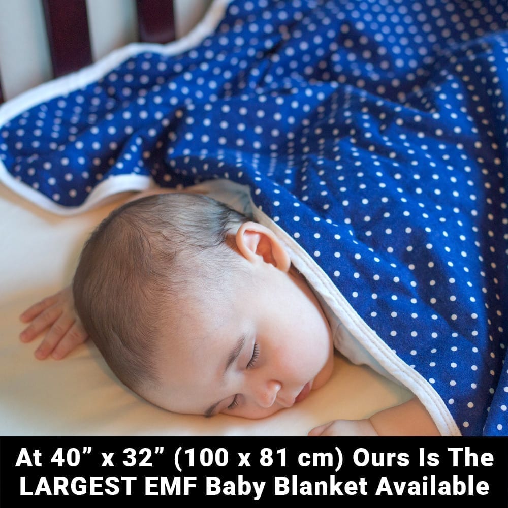 Blue Polka Dot EMF Shielding Baby Blanket for Nursery Comfort - Image 3
