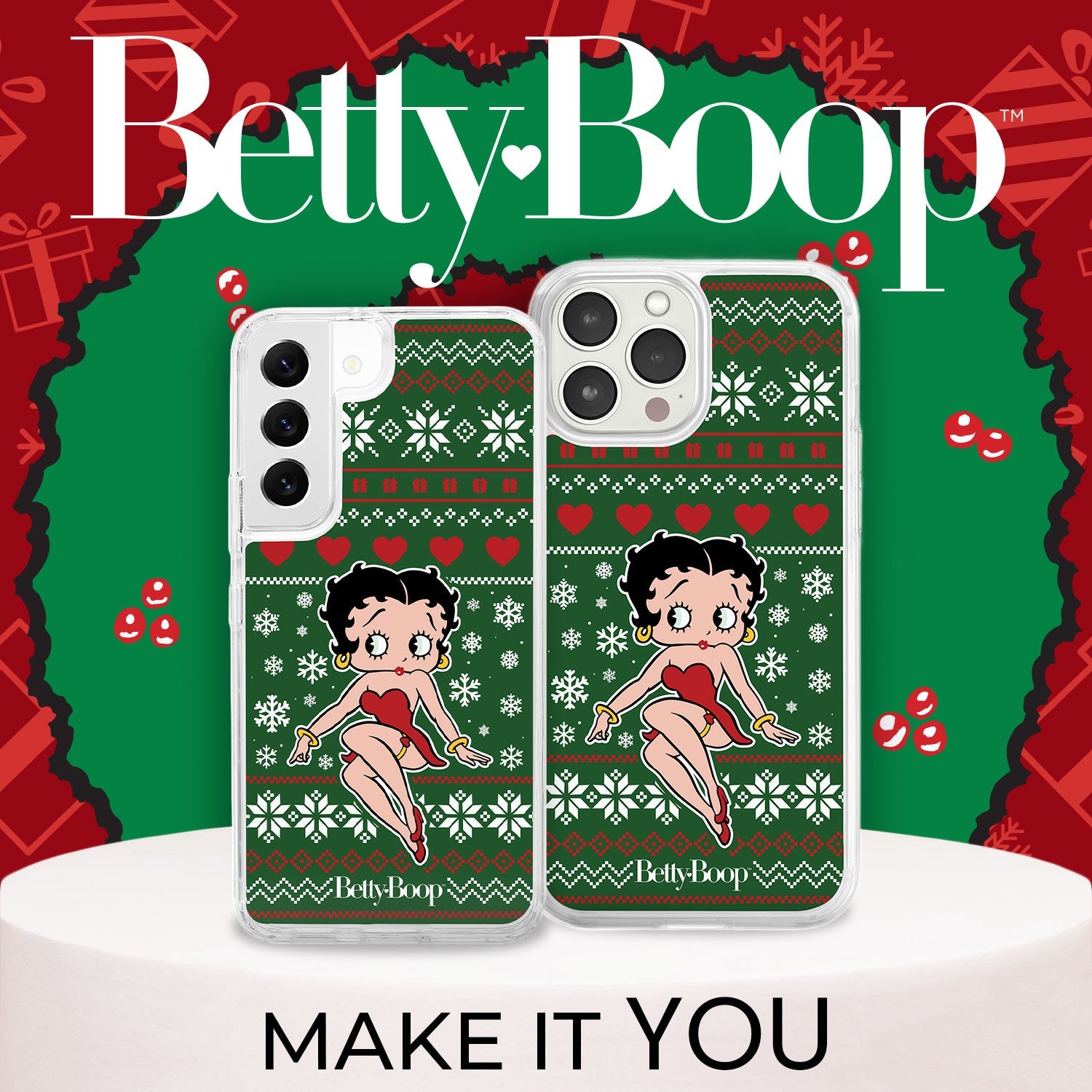 Betty Boop Happy Holidays HD Apple iPhone 15 Series Mag-Safe Phone Case